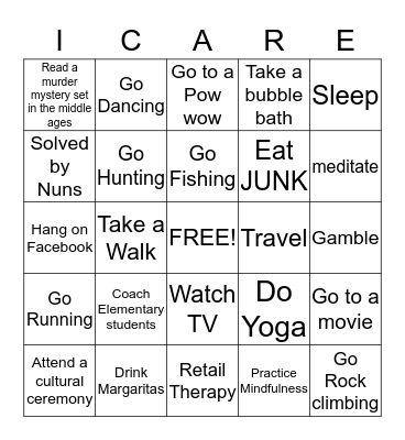I Care Bingo Card