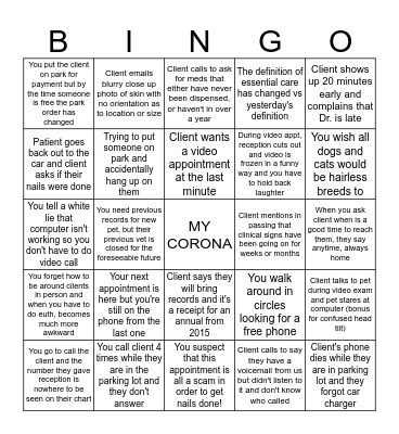 COVID BINGO (DVM EDITION) Bingo Card