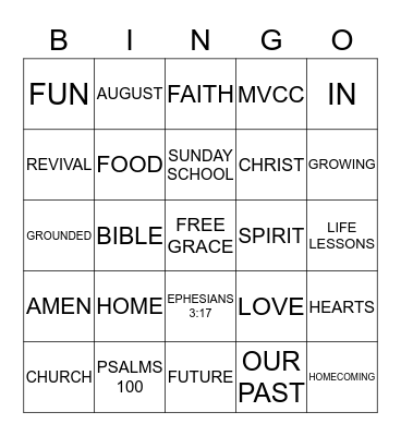 MVCC Surprise Bingo Card