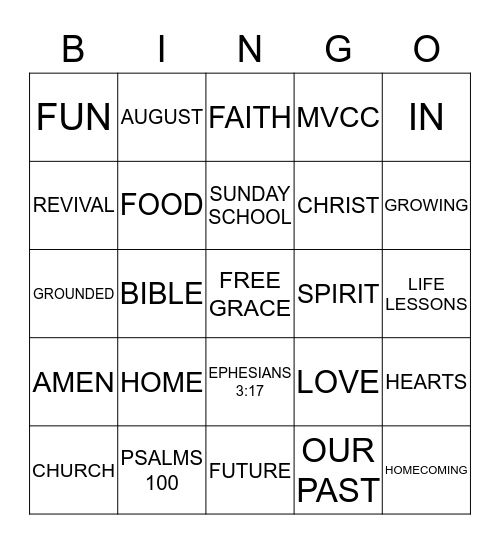 MVCC Surprise Bingo Card