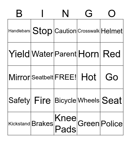 Safety First Bingo Card