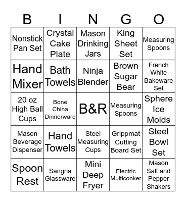 Betty's Bridal Bingo Card