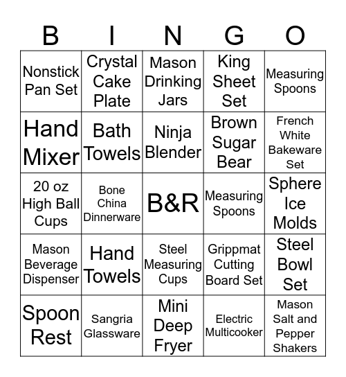 Betty's Bridal Bingo Card