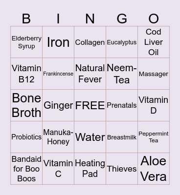 Homeopathy Bingo Card