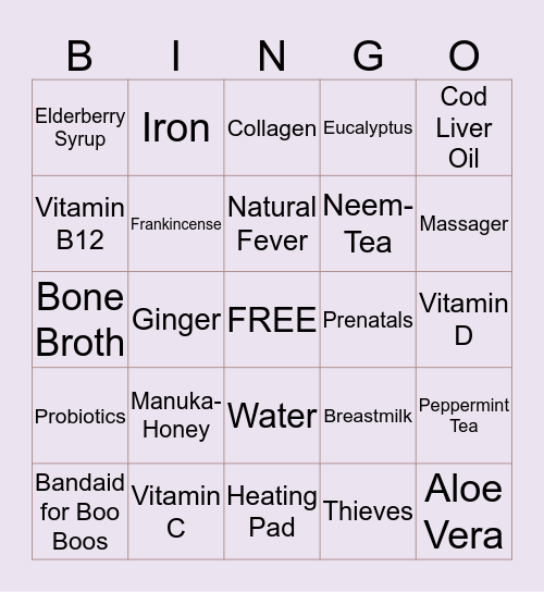 Homeopathy Bingo Card