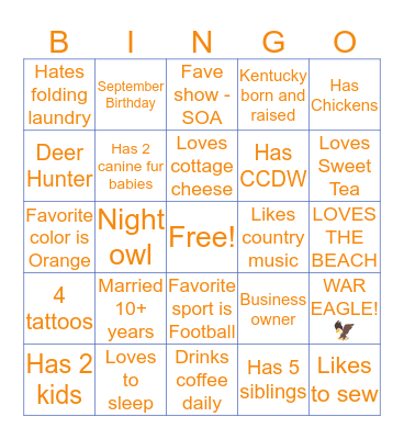 How much do we have in common!? Bingo Card