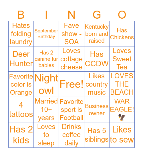 How much do we have in common!? Bingo Card