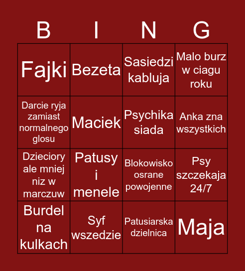 Konin Bingo Card