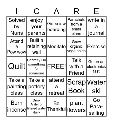 I Care Bingo Card