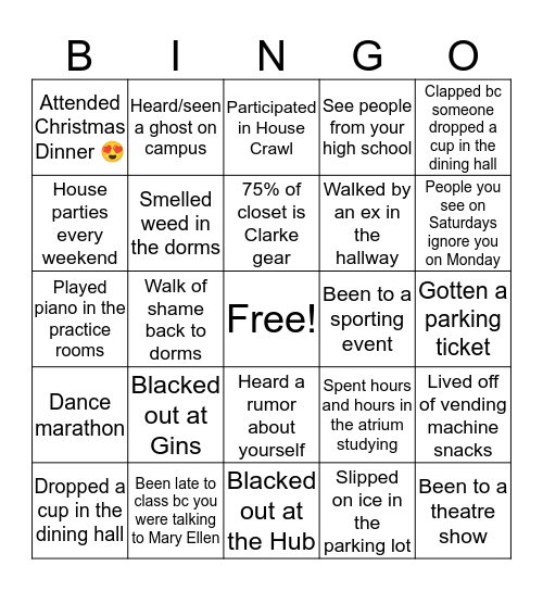 Clarke Bingo Card