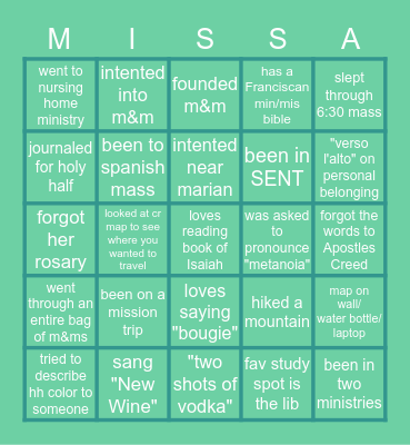 Metanoia et Bingo Card