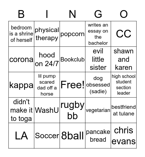 Lindsay Lipman Bingo Card