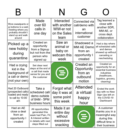 MM SDR Bingo Card