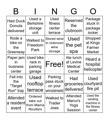 Berkshire Dilworth Bingo Night Bingo Card