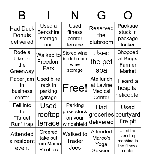 Berkshire Dilworth Bingo Night Bingo Card