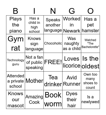 Getting to Know YOU Bingo Card