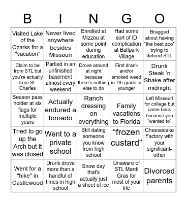 Growing up in St. Louis Bingo Card