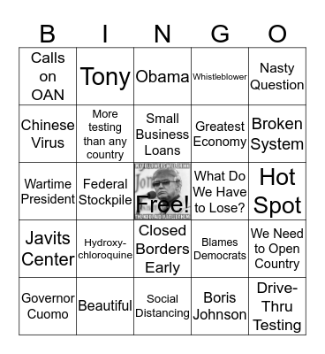 CORONAVIRUS BRIEFING BINGO Card