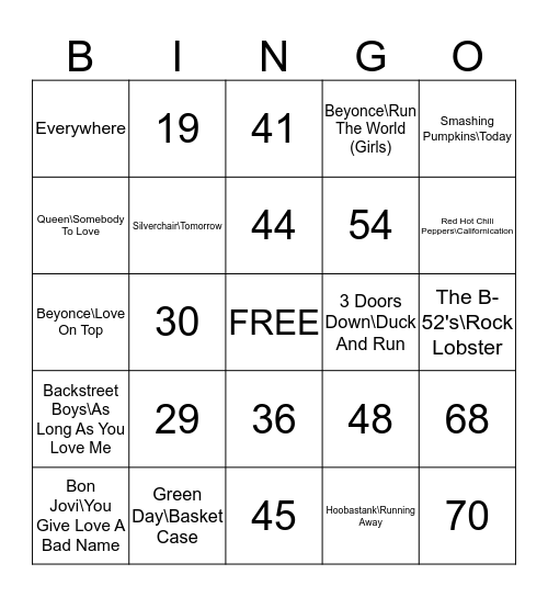 Game Of Tones Bingo Card