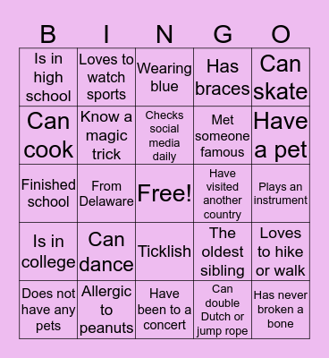 ReGeneration Get to Know You Bingo Card