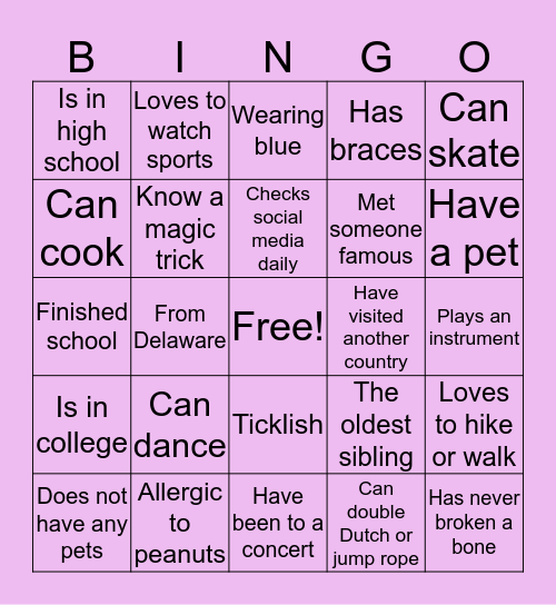 ReGeneration Get to Know You Bingo Card