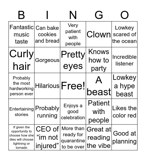 MEG Bingo Card