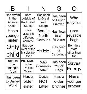 Find Someone Who Bingo Card