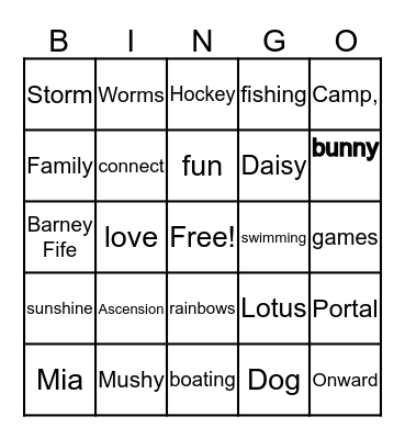 Smith Family Bingo #1 Bingo Card