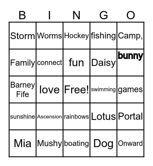 Smith Family Bingo #1 Bingo Card