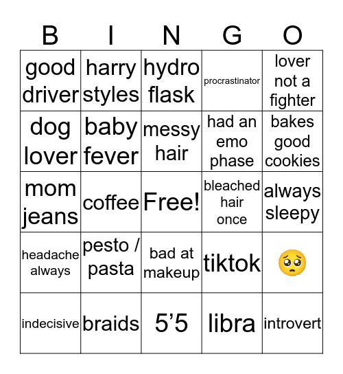 Caroline Bingo Card