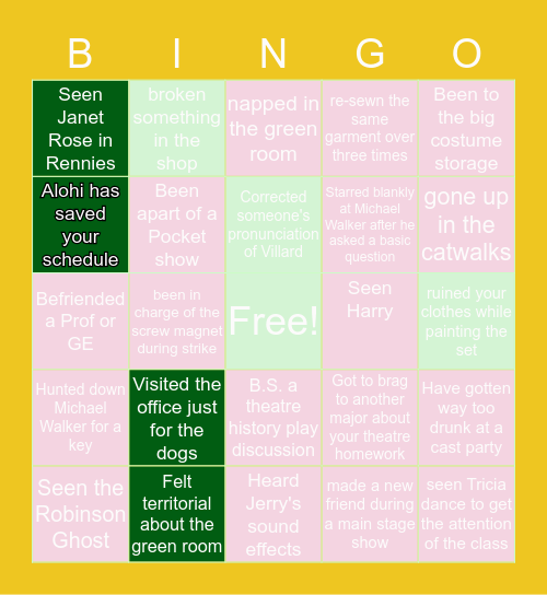 UO TA BINGO Card