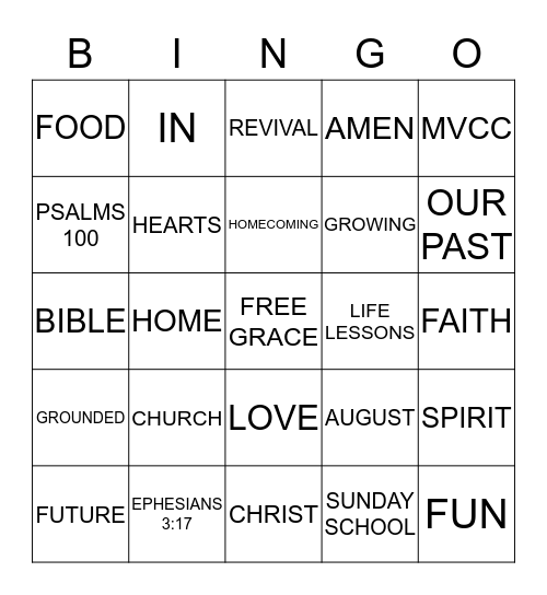 MVCC Surprise Bingo Card