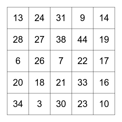 ST LOUIS RAMS Bingo Card