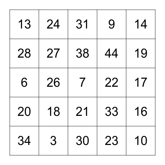 ST LOUIS RAMS Bingo Card