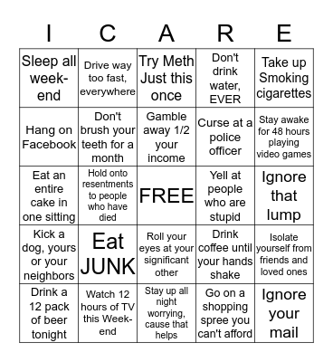 I Care Bingo Card