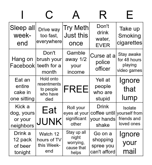 I Care Bingo Card