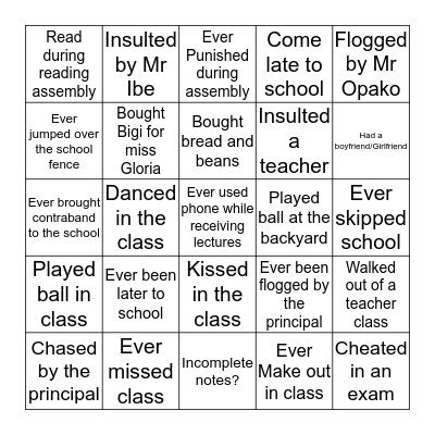 Nistech College Challenge Bingo Card