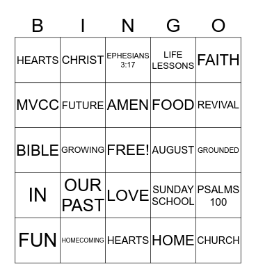 MVCC Surprise Bingo Card