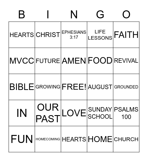 MVCC Surprise Bingo Card