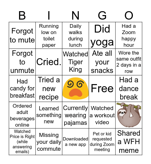 WFH BINGO Card