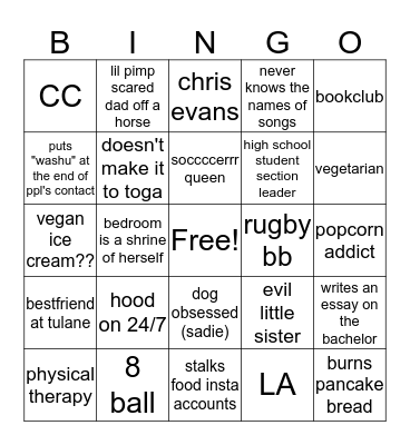 Lindsay Lipman Bingo Card