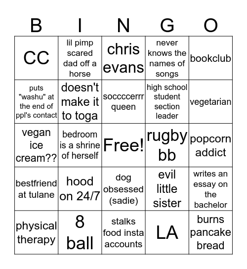 Lindsay Lipman Bingo Card