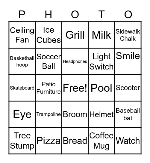 Week 3: April 20-24 PHOTO Scavenger Hunt Bingo Card