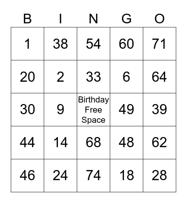 Willretta's 80th Birthday Bingo Card