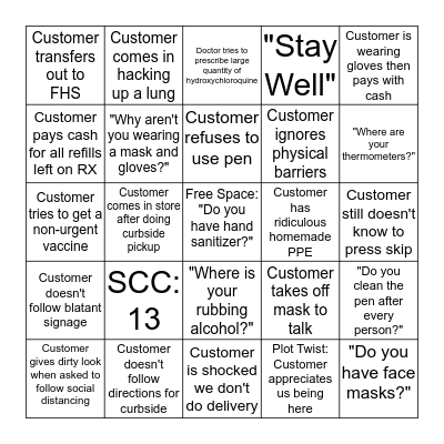 Pharmacy Bingo: COVID-19 Edition Bingo Card