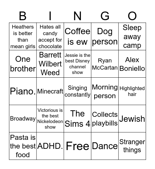 Elizabeth Bingo Card