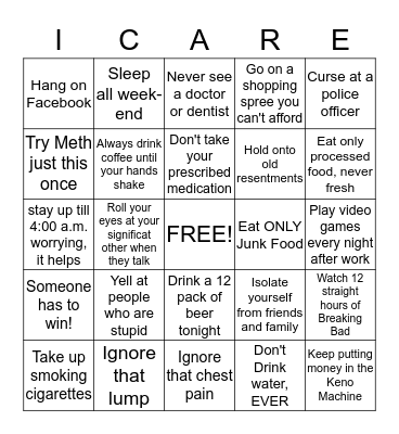 I Care Bingo Card