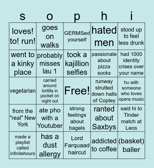 a NUNN Bingo Card