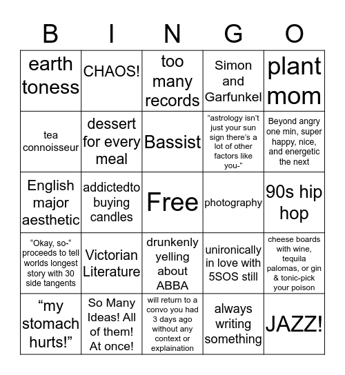 How Similar Are You to Stella? Bingo Card