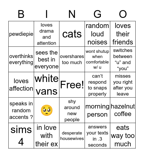 Bridgets Bingo Card